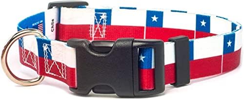 Collar de cachorro do chile | Bandeira do Chile | Martingale Slip-On | Feito em NJ, EUA | Para cães médios
