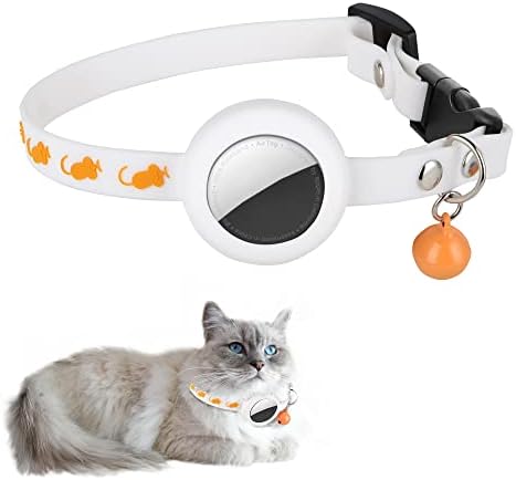 Loudtec Airtag Cat Collar com Bell - Airtag Cat Collar Silicone à prova d'água Coloque de fivela de segurança destacável
