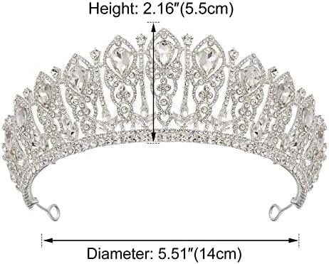Aw Coroa de prata nupcial para mulheres, Tiara de cristal - Cabeça de coroa queen para o casamento