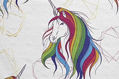 Toalha de tapete de ioga de unicórnio de Ambesonne, criatura de cavalos de fantasia juba arco-íris