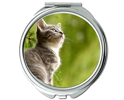 Espelho, espelho de viagem, gatinho de animal de bebê sentado espelho de gato para homens/mulheres,