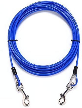 Amofy 2pcs 10ft Dog Tie Out Cable - Galvanized Steel Wire Rope com revestimento de PVC para cães de até