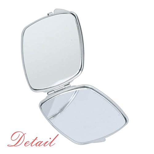 Wail preto bate -papo fofo feliz padrão quadrado espelho portátil compacto maquiagem de bolso de dupla