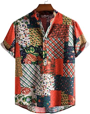 Button Down Down Sleved Shirt Man Print Plus Size Date Night Camisa