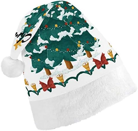 Chapéu de Papai Noel de Natal, neve em torno da árvore de Natal chapéu de férias de Natal para adultos,
