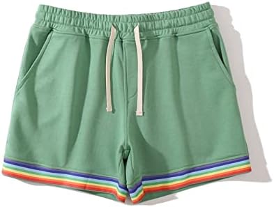 AIPENGRY Mens shorts de verão Moda de cor sólida calças arco -íris Pockets de cordão