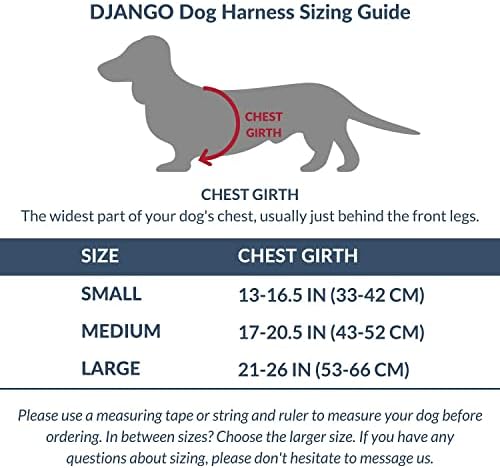 Django Adventure Dog Arnness - Confortável, durável e reflexivo, arnês de cães para aventuras ao ar livre e desgaste