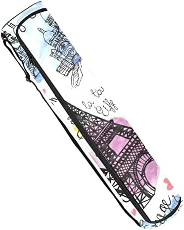 Saco de tapete de ioga ratgdn, aquarela Paris Eiffel Tower Exercício ioga transportadora de tape