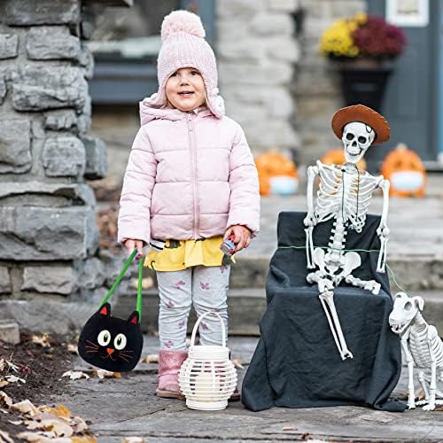 Dia 7,9 polegadas Big Halloween Plexush Balck Cat Basket Cesto ou sacos de tratamento de halloween balde de doces