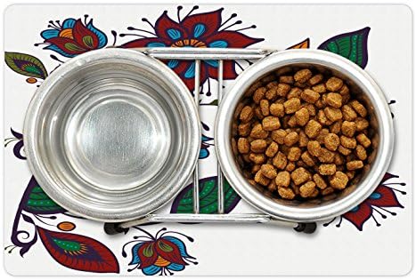 Lunarable Vintage Pet Tapete Para comida e água, Slavic Russian Style Bellflowers cultura
