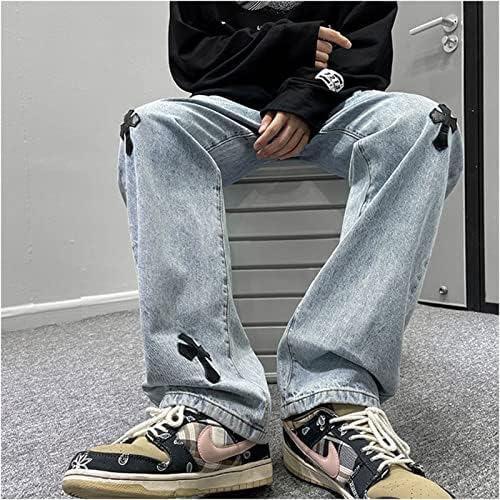 FantasyGears Y2K Jeans Men Grunge Hip Hop calça folga reta Denim gráfico de jeans solteiros de calça gótica