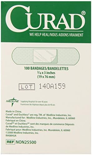 Medline Bandage adesivo plástico 3/4 polegadas x 3 polegadas, 100 contagem