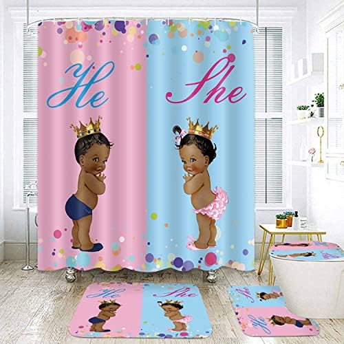 NTETSN 4 PCS Afro-americano Crianças de chuveiro Conjunto de cortinas 4 peças Crianças de bebê cortinas de