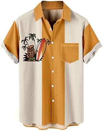 Camisas de praia de verão bmisegm para homens mens 3d de impressão digital bolso fivela lapela
