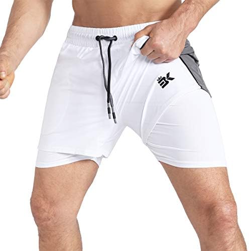 Brokig Men's 5 Gym Bodybuilding Shorts Executando o treino de shorts leves de cintura elástica com bolsos