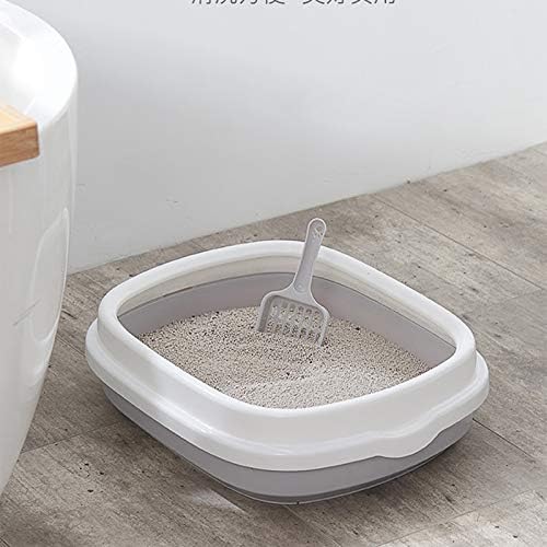 CGRQSSTSQ A caixa de areia aberta com banheiro de gato em forma de colher e escudo PP é durável, design destacável,