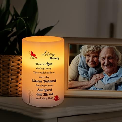 Presentes memoriais Candle cardeal sem chamas, Luz de cera real com um presente de simpatia do timer para perda