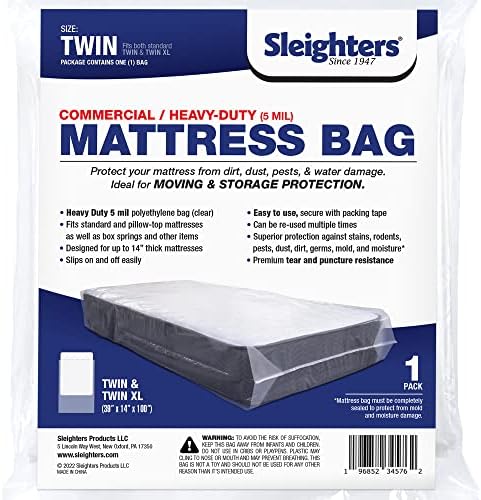 Sleighters Mattress Bags for Moving & Storage - Reutilable 5 mil sacos de serviço pesado - Moving