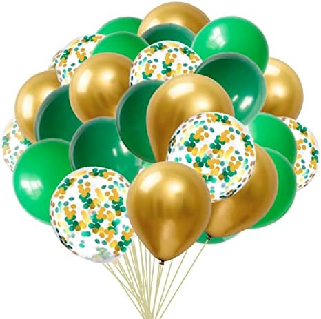 Balões de confete de ouro verde, balões verdes, verdes escuros e dourados - pacote de 50, balão de hélio para