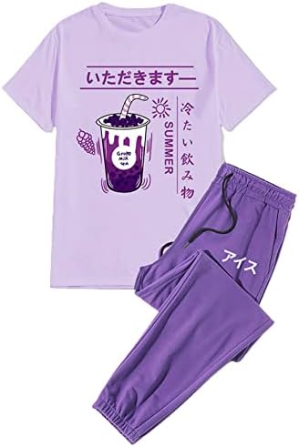 Roupa de 2 peças masculina de OyoAnge Men e camiseta de manga curta e calça de moletom de salão