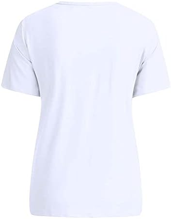Camiseta feminina de vodmxygg Mangas curtas de decote curto escuro Office Office Fuzzy Fuzzy Tin Algody Ritbed