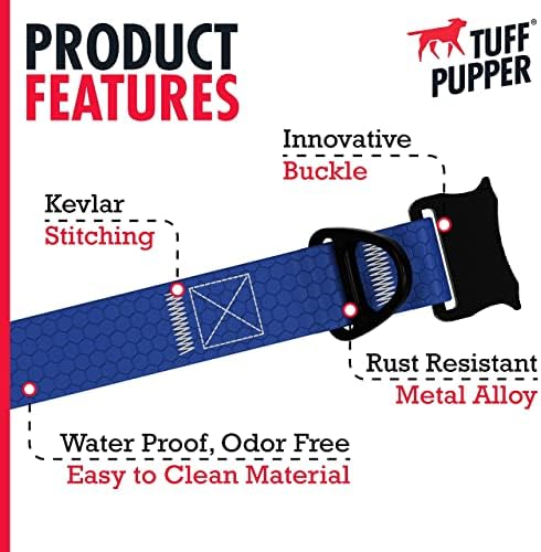 Tuff Pupper Action Leash and Action Collar | Cor azul correspondente | Hardware de alumínio pesado | Correia