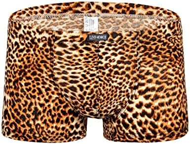 Mens cutejadores de roupas íntimas de baixa cintura sexy estamcedas de leopardo tights férias estampas de