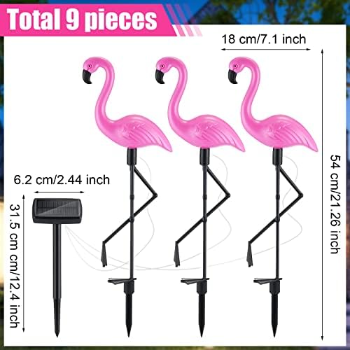 9 pacotes rosa flamingo solar decoração de luz ao ar livre ip55 Impermeável flamingo solar luzes de estaca LED