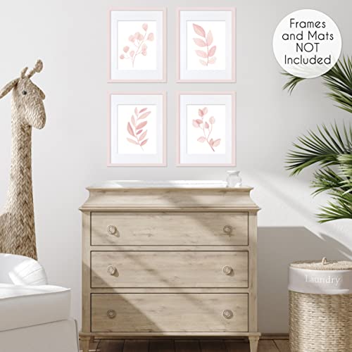 Doce JoJo Designs blush rosa e branco Folhas florais Impressão de arte Decoração de quarto para