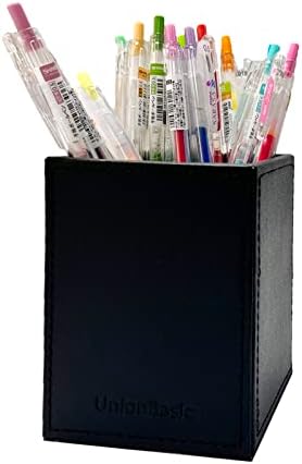 Porta de caneta quadrada da Unionbasic, xícara de lápis de couro, organizador de papelaria de caddy para desktop,