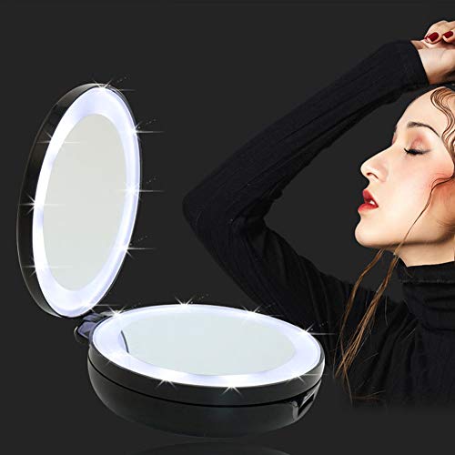 Espelho de maquiagem mozx, com 16 LEDs Brilho de ajuste de luz, espelho cosmético de mesa, espelho de