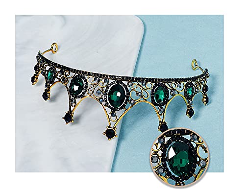 Coroa barroca vintage do Finerador, rainha da noiva verde Tiaras e coroas para mulheres Princesa decorativa Tiaras