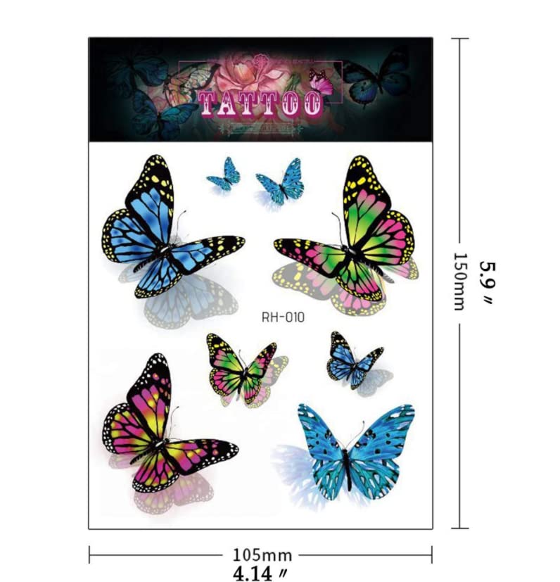 8 lençóis Design de lobo Tatuagem temporária para adultos Tatoo à prova d'água Arte corporal Tatuagem