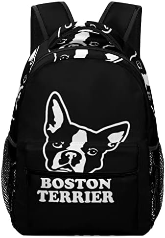 Boston Terrier Travel Mochilas Moda Bolsa de ombro leve peso Mochila de vários bolsos para estudos escolares
