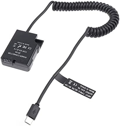 FOTGA USB Tipo C Adaptador de energia Cabo + Decodificado EN-EL14 Bateria fictícia para Nikon D3100 D3200