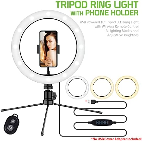 Anel de selfie brilhante Tri-Color Light Compatível com sua energia Blu x 2 10 polegadas com remoto para transmissão