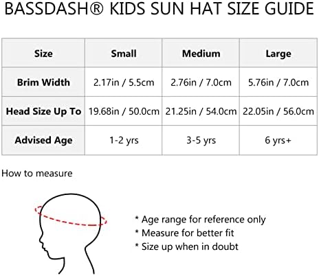 Bassdash UPF 50+ Kids Sun Hat com largura BRIM Neck Flap Mesh Vent para meninos meninas