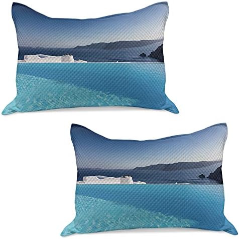 Cobertina de travesseira de malha de viagem lunarável, piscina de resort em Santorini Grécia Mediterrânea