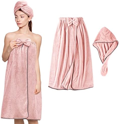 Mulheres Koikey Microfiber Bath Toalha Página - envoltório de corpo macio ajustável com toalha de cabelo para