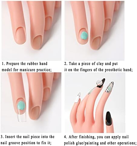 Ekjnfdk PVC Hands Mannequin para Prática de Unhas, Treinamento de unhas de unhas Mão unhas de unha falsa prática