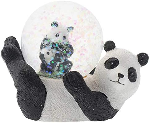 Panda urso mamãe e figura de filhote de 45 mm de decoração de glitter glitter globe