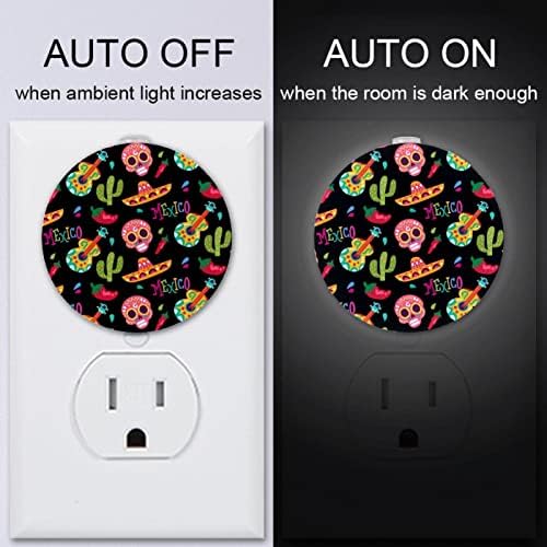 2 Pacote de plug-in nightlight LED Night Light Lovely Skull com sensor de Dusk-to-Dawn para quarto de