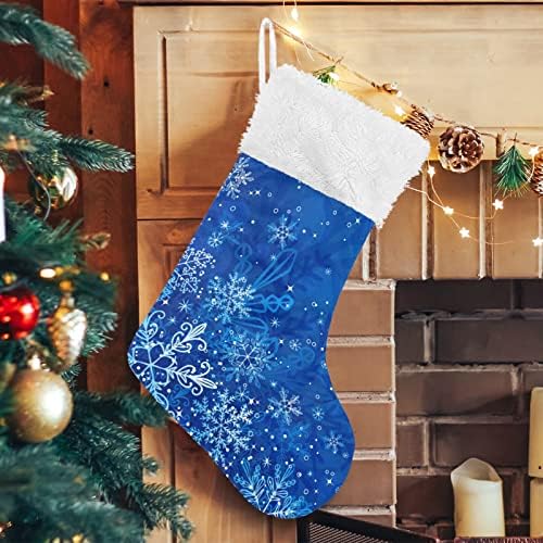 Meias de natal alaza azul clássico clássico personalizado grande decorações de meia para férias em família