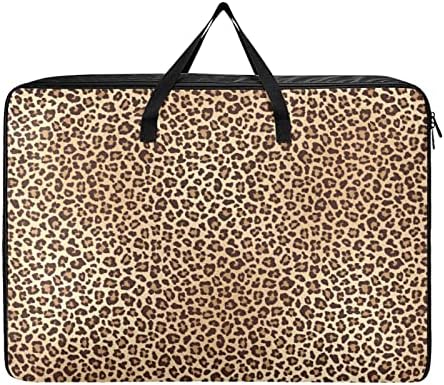 Juama retro marrom leopardo de grande capacidade roupas e saco de armazenamento de colcha de armário