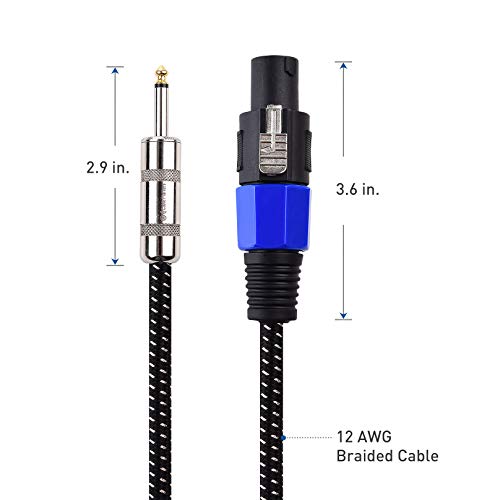 Cable Matters Premium trançado 12AWG 1/4 polegada TS para o cabo do alto -falante 6 pés compatível com