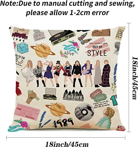 Capa de travesseiro Taylor Taylor Swiftie travesseiro cantor Taylor Merchandise Gifts for Swift Fãs Music Lover