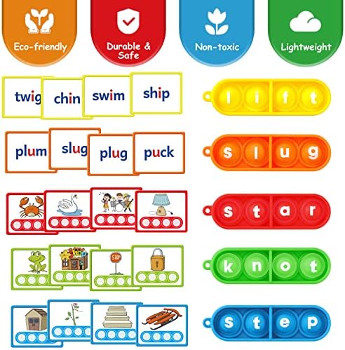 AIZWEB CVCC e CCVC Word Game, Mini Pop Pop Fidget Sensory Toy Pack para suprimentos de sala de aula pré -escolares