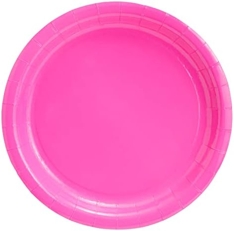 Juvale 72 peças de suprimentos de festa rosa quente com pratos de papel, xícaras e guardanapos para
