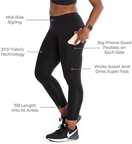 Pulturil Wi-Thi-Thi da cintura média 7/8 leggings, calças de exercícios no tornozelo de bolso