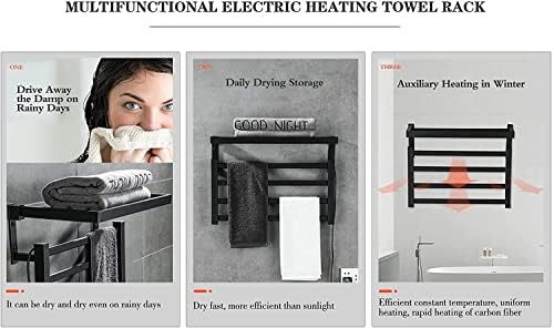 Cack de toalha aquecida de parede de ESGT com prateleira superior, aquecedor de toalhas para banheiro com 5